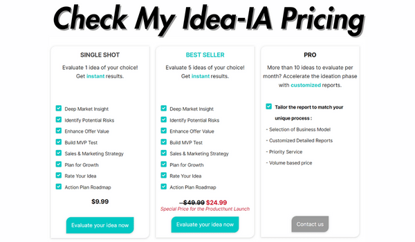 Check My Idea-IA Pricing