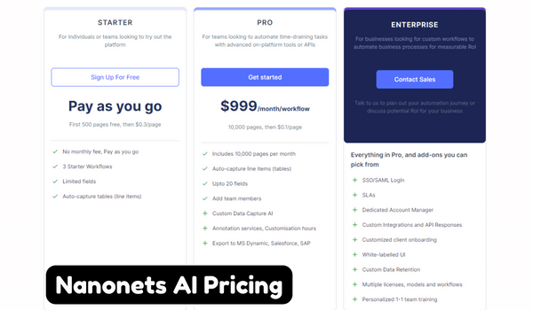 Nanonets AI Pricing