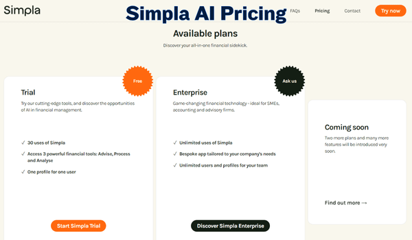 Simpla AI Pricing