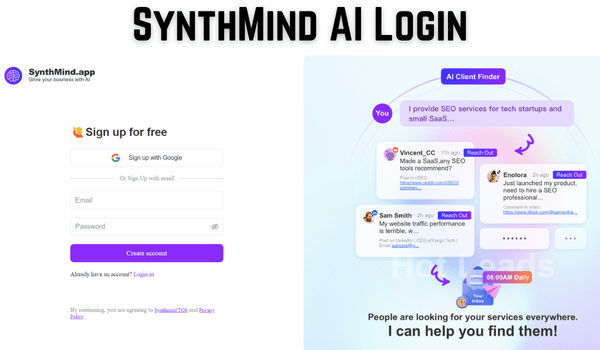 SynthMind AI Log in