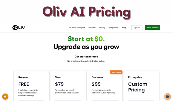 Oliv AI Pricing