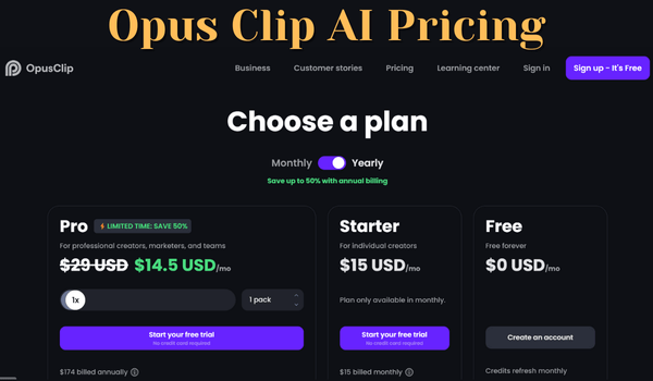 Opus Clip's Pricing