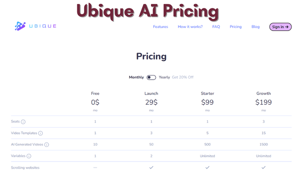 Ubique AI Pricing